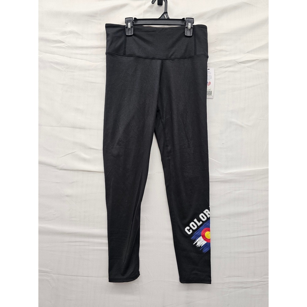 Collette Love Womens Colorado Spirit Leggings Black Poly Athletic Size Large